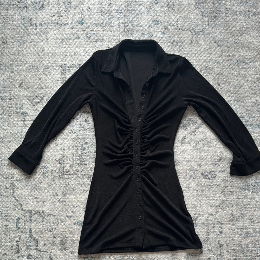 Chic Black Button-Up Dress